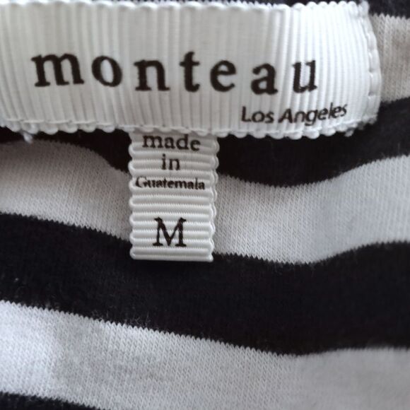 MONTEAU BLACK & WHITE STRIPE MAXI DRESS SZ.M EUC - Picture 6 of 6